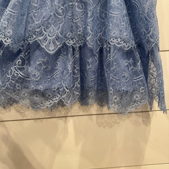 Self Portait Blue Cross Front Fine Lace Mini Dress - Picture 11 of 11